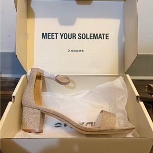 J. Adams Women's Glitter Block Heel Sandals - Champagne